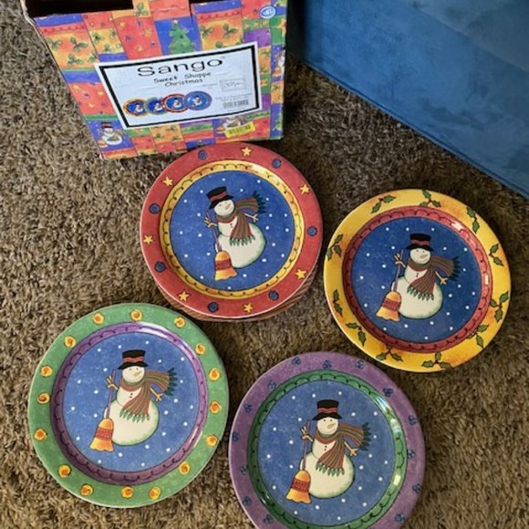 Sango Sweet Shoppe Christmas Salad Plates, Set of 4 - Picture 1 of 7